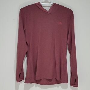 The North Face maroon medium hooded long sleeve shirt